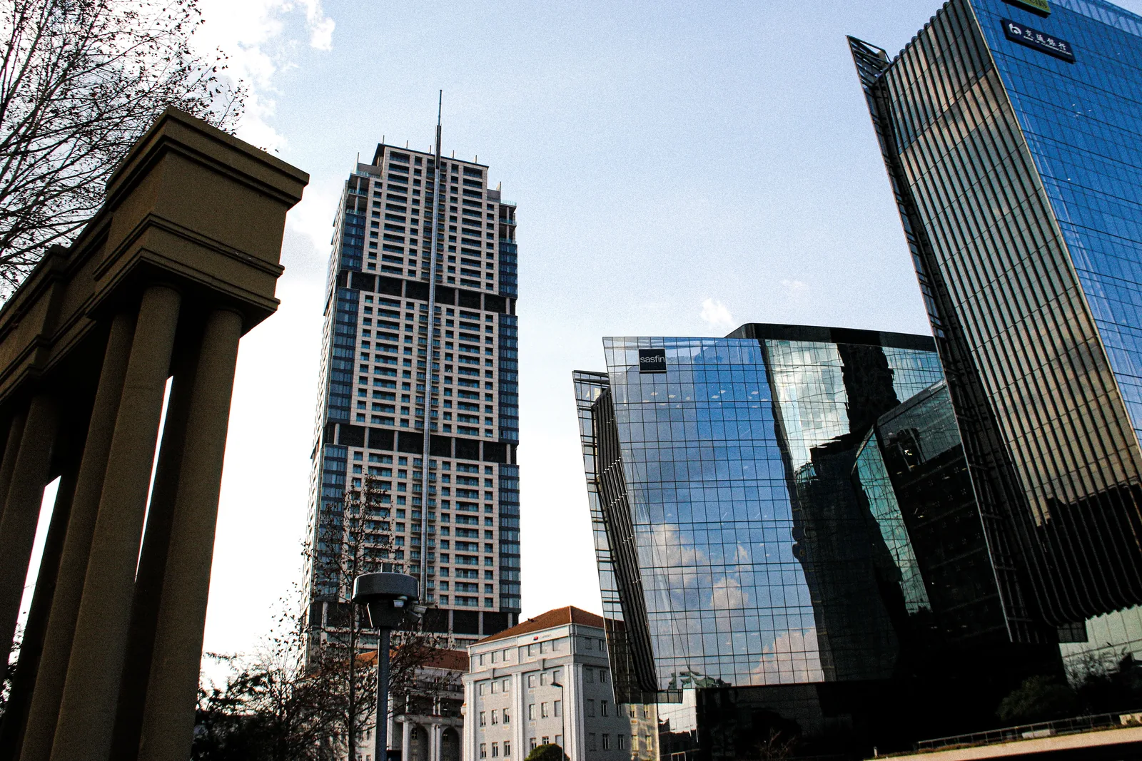 Modern business district skyline
